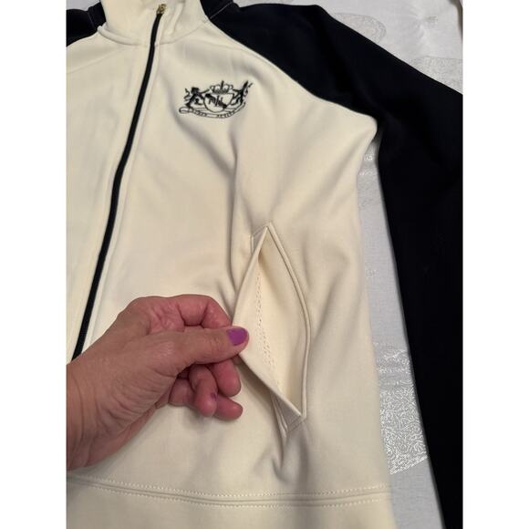 Lauren Ralph Lauren Zip Up Jacket Crest Cream Black Women's Large Ivory - Picture 7 of 10